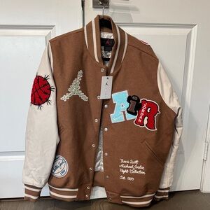 Jordan Brown and Cream Varsity Jacket